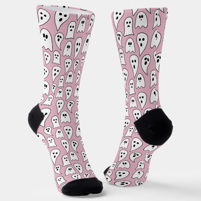 Chaussette Halloween fantôme rose (Angulaire)