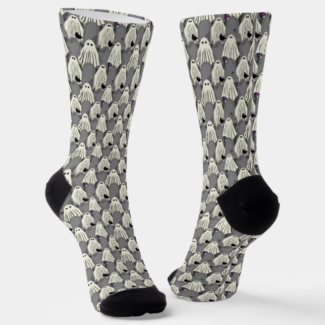 Chaussette Halloween Fantômes éffrayants et pierres tombales (Angulaire)