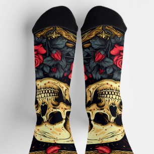 Chaussette Halloween gothique des Roses rouges