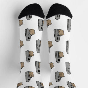 Chaussette Halloween, Jolie Gris Fantôme, Trick Ou Treat, Boo