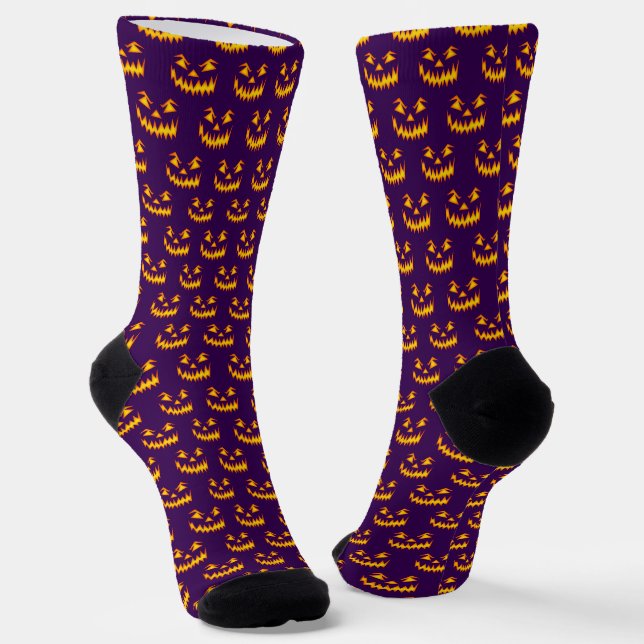 Chaussette Halloween saisonnier violet orange Citrouille scul (Angulaire)