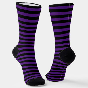 Chaussette Halloween violet noir rayures Motif Monogramme