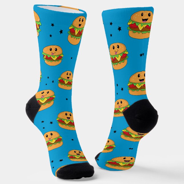 Chaussette Hamburger Cute Motif de restauration rapide (Angulaire)