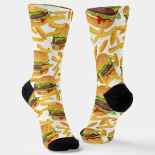 Chaussette hamburgers carrelés mignon frites carrelage motif