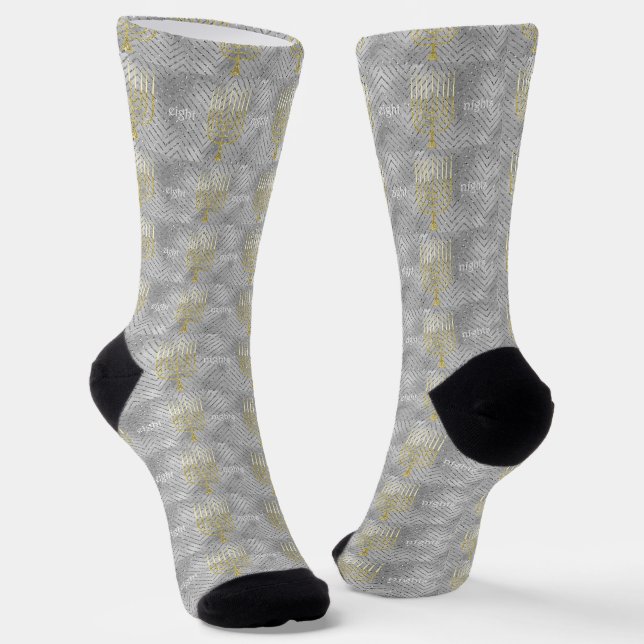Chaussette Hanukkah Socks "Elegant Menorahs" (Angulaire)