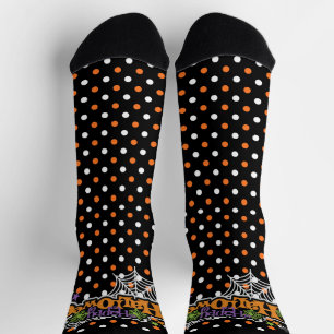 Chaussette Happy Halloween Orange Black Cute Pois