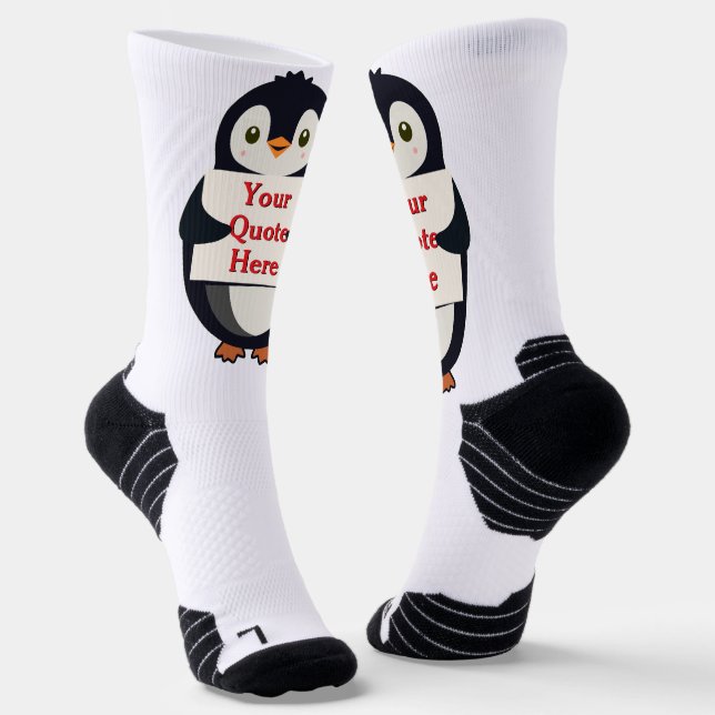 Chaussette Happy penguin holding a sign to personalize (Angulaire)