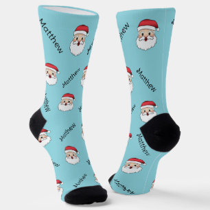 Chaussette Happy Santa Claus Têtes Avec Motif Personnalisé