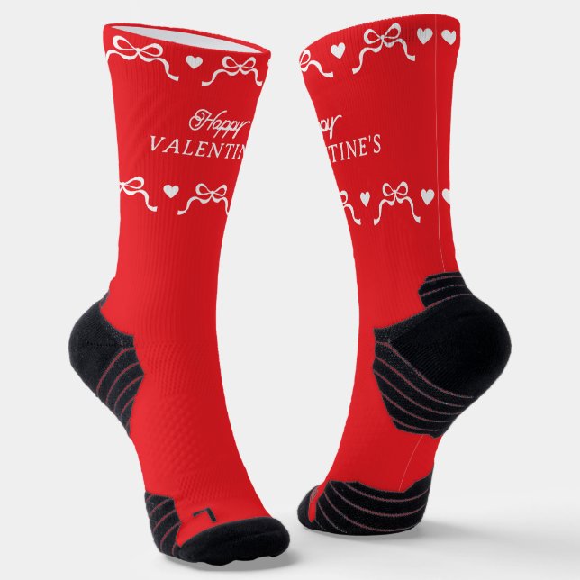 Chaussette HAPPY VALENTINES Coeurs de vaches Retro cadeau rou (Angulaire)