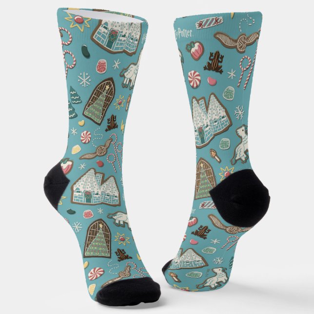 Chaussette HARRY POTTER™ HOGWARTS™ Motif de cookies de Noël (Angulaire)