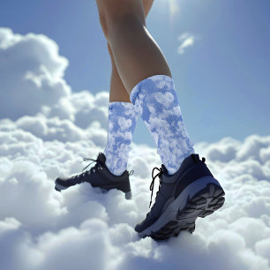Chaussette Heart Cloud Ciel mignon Moderne Bleu Personnalisé 