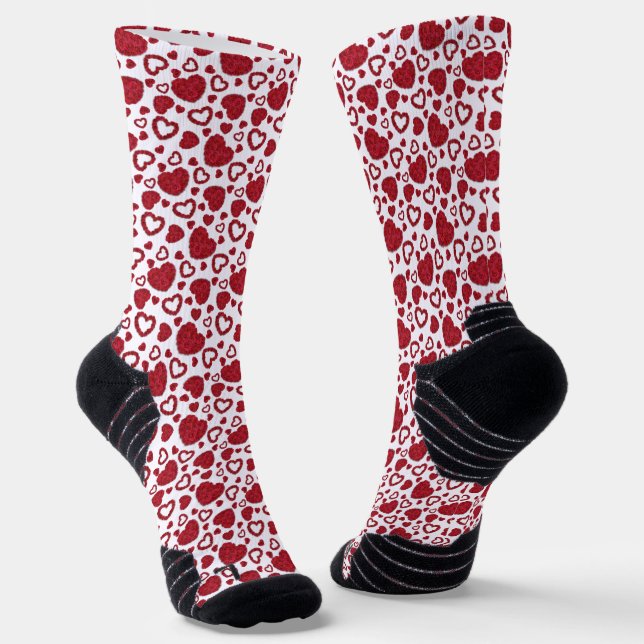 Chaussette Hearts Red Roses Pattern Minimalist Valentine's (Angulaire)