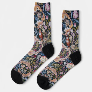 Chaussette Hibou et fleurs, William Morris