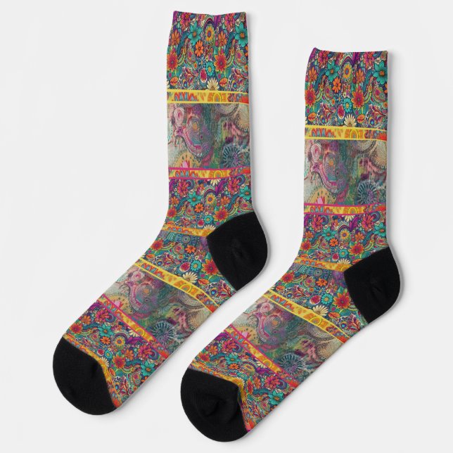 Chaussette Hippie rétro" Chaussettes Dreams Patchwork (Gauche)