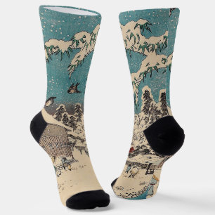 Chaussette Hiroshige hiver paysage Japon pays