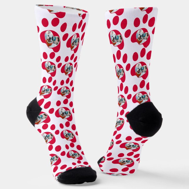 Chaussette I Love My Dog Paw Photo personnalisée (Angulaire)