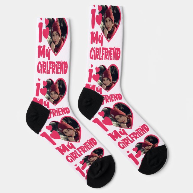 Chaussette I Love My Girlfriend Photo personnalisée (Droite)