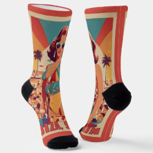 Chaussette Ibiza, Espagne Affiche de voyage