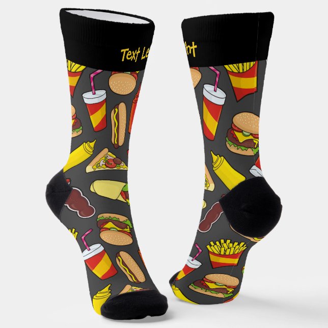 Chaussette Icônes de restauration rapide colorées Chaussettes (Angulaire)