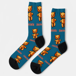 Chaussette Illustration de la chatte à ours en peluche en car