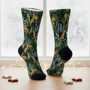 Chaussette Illustration de la jungle de la forêt de léopard s