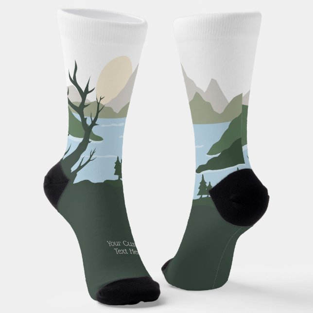 Chaussette Illustration de la nature du texte personnalisé (Angulaire)