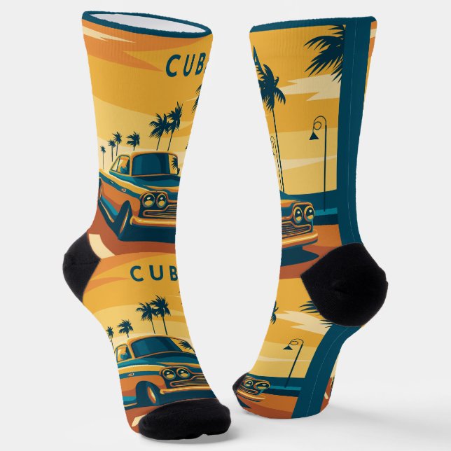 Chaussette Illustration de voiture Cuba (Angulaire)
