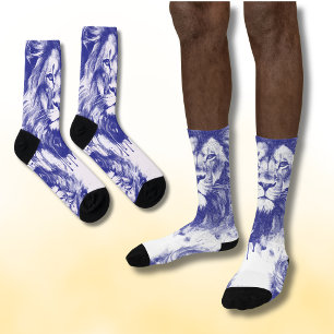 Chaussette Illustration du stylo bleu Vintage Lions