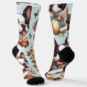 Chaussette Illustration du Terrier Vintage de Boston