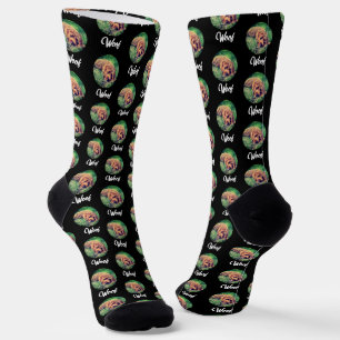 Chaussette Image ronde chaussettes Golden Doodle noires