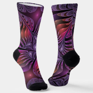 Chaussette Imaginaire coloré Abstrait Trippy Violet Fractal