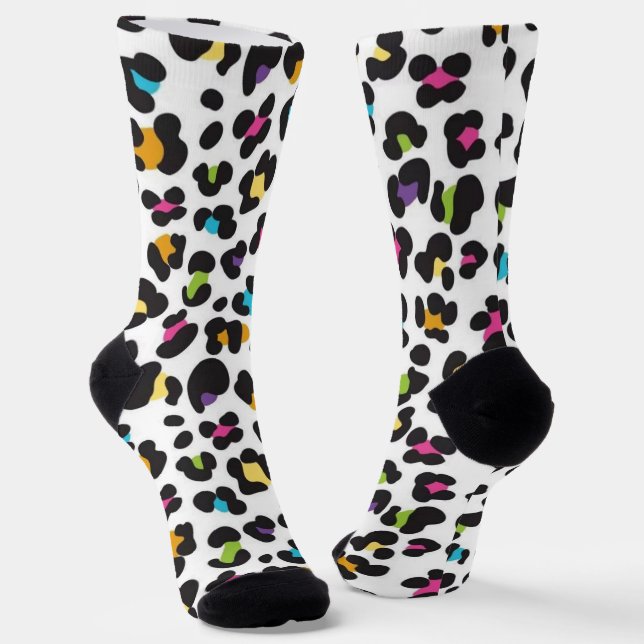 Chaussette Impression d'animal léopard guépard arc-en-ciel co (Angulaire)