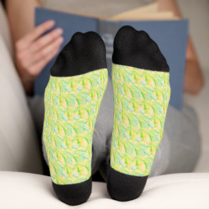 Chaussette Impressionniste Floral Minimaliste Chartreuse