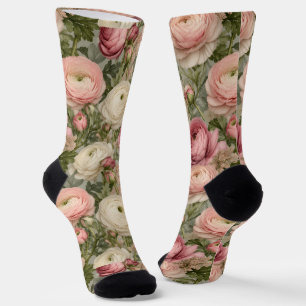 Chaussette Imprimé floral de renoncule sophistiqué