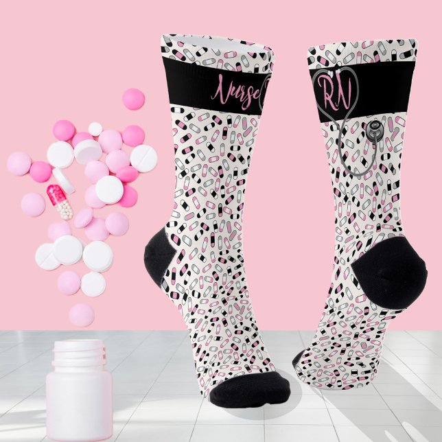 Chaussette Infirmière RN Stethoscope | Chaussettes de pilules (Créateur téléchargé)