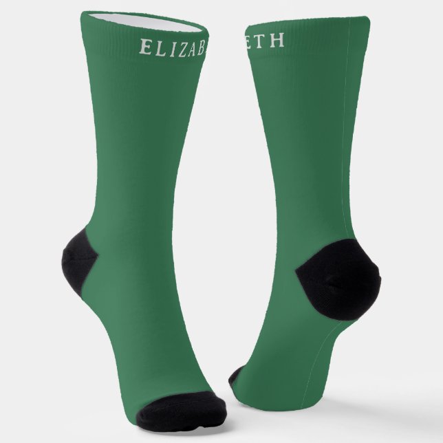 Chaussette Initiale et nom personnalisés avec Viridian Green (Angulaire)