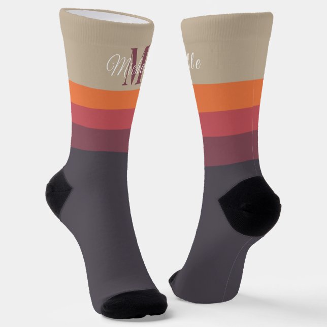 Chaussette Initiales customisées et bloc de couleur pastel (Angulaire)