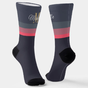 Chaussette Initiales customisées et bloc de couleur pastel