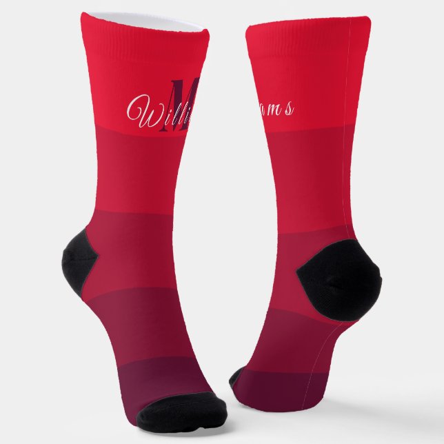 Chaussette Initiales customisées Monogramme Rose Couleur roug (Angulaire)
