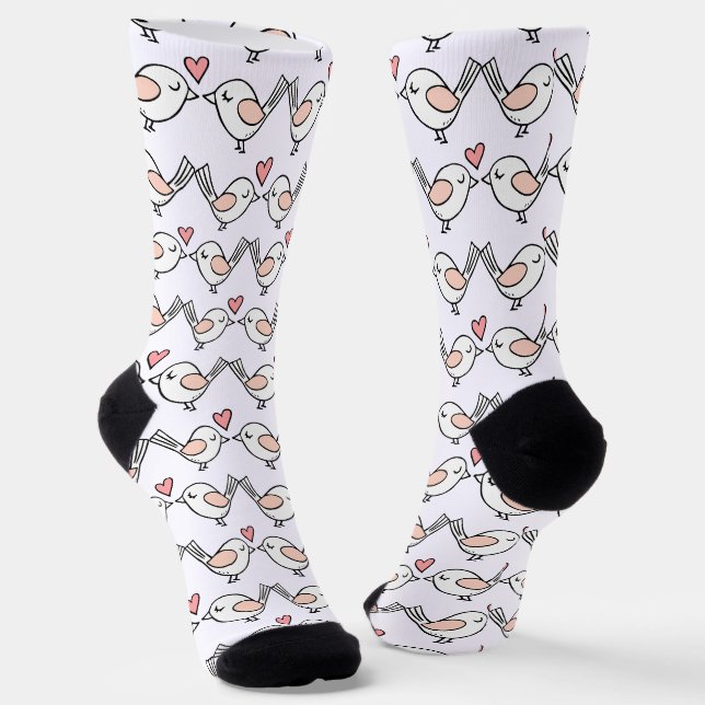 Chaussette Inséparables Mariée Cadeau rose blanc Lovebirds Ma (Angulaire)