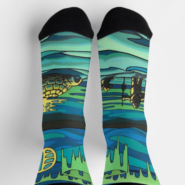 Chaussette Inuit Love Socks Tribal Aurora Art Socks (Haut)
