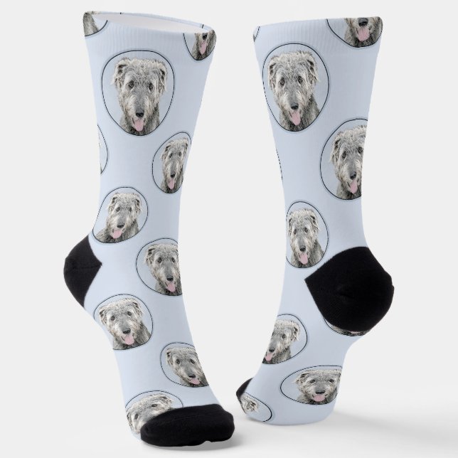 Chaussette Irish Wolfhound Painting Grey Original Chien Art (Angulaire)