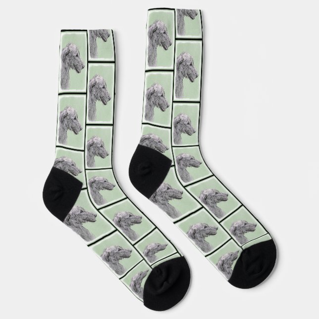 Chaussette Irish Wolfhound Painting Grey Original Chien Art (Droite)