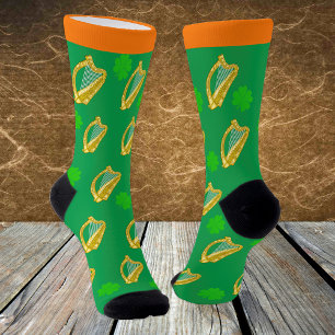 Chaussette Irlande Chaussettes, Shamrock, Harpe, Drapeau, Irl