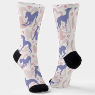 Chaussette Italien Greyhound Hearts Paws Periwinkle Motif