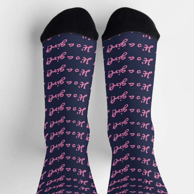 Chaussette It's a Girl! Medium Pink Script Baby Gender Reveal (Haut)
