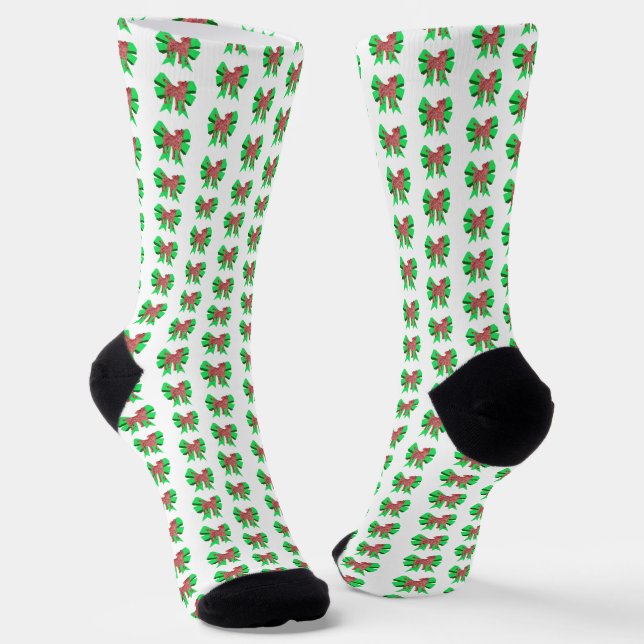 Chaussette Jack Russell Christmas Dog Bow Silhouette White (Angulaire)