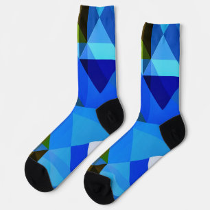 Chaussette Jacquard bleu Abstrait Geo Formes Chaussettes foll