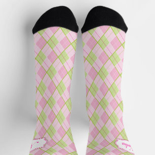 Chaussette Jacquard de golf motif rose vert nom de golf