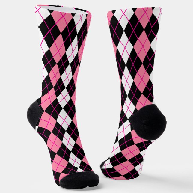 Chaussette Jacquard rose noir blanc Diamant Design (Créateur téléchargé)